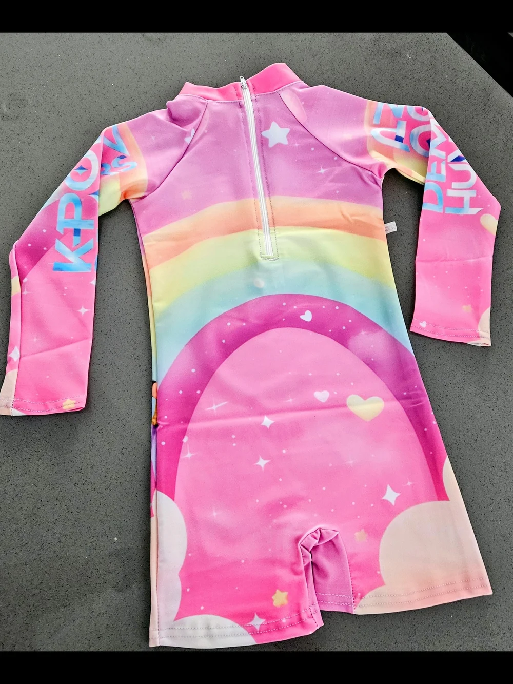 Kids Pink K-Pop Demon Hunters Long-Sleeve Swimsuit Swimwear Size 4/5